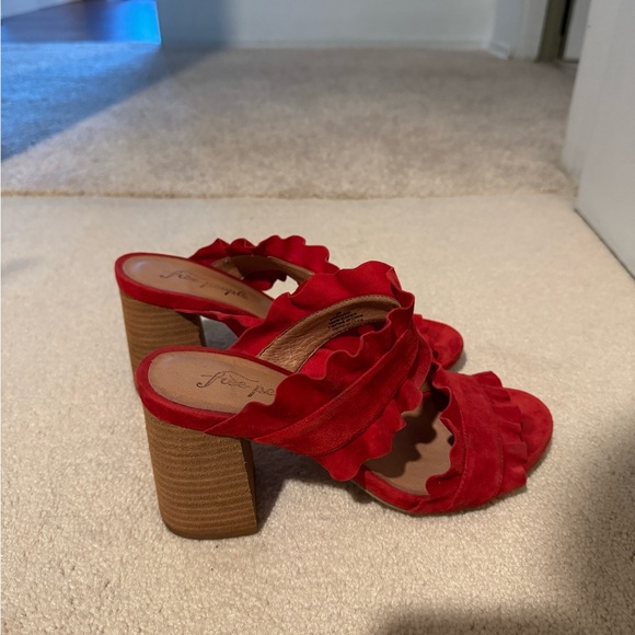 Free People Red Ruffle Heels - Picture 4 of 5
